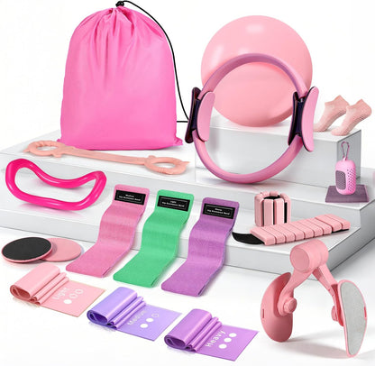 Pilates Essentials Kit for Women 15 Pcs Pilates Set for Home Workouts