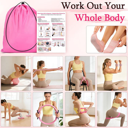 Pilates Essentials Kit for Women 15 Pcs Pilates Set for Home Workouts