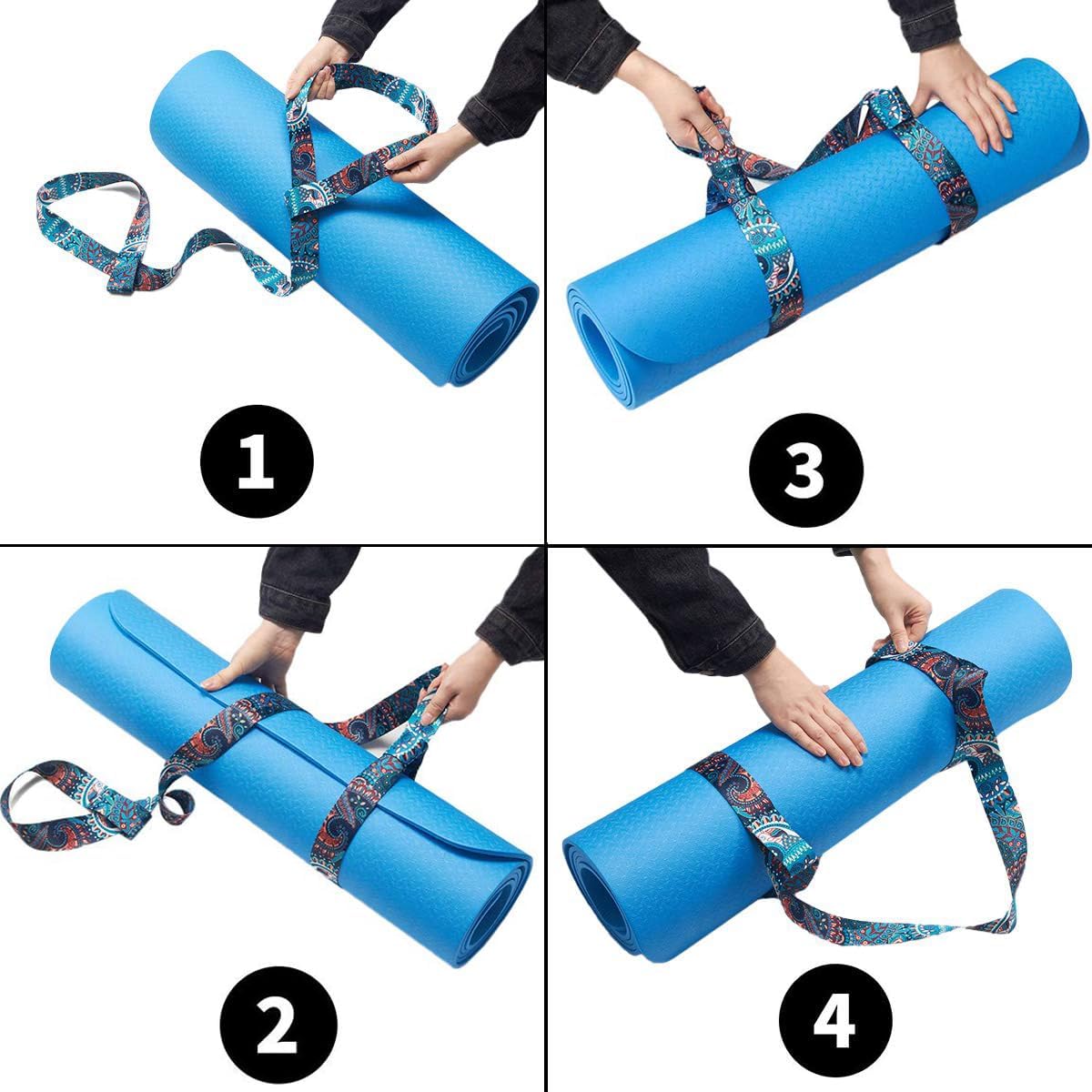 Yoga Mat Strap, Adjustable Durable Yoga Mat Carrier & Stretching Strap, Multiple Color Choices