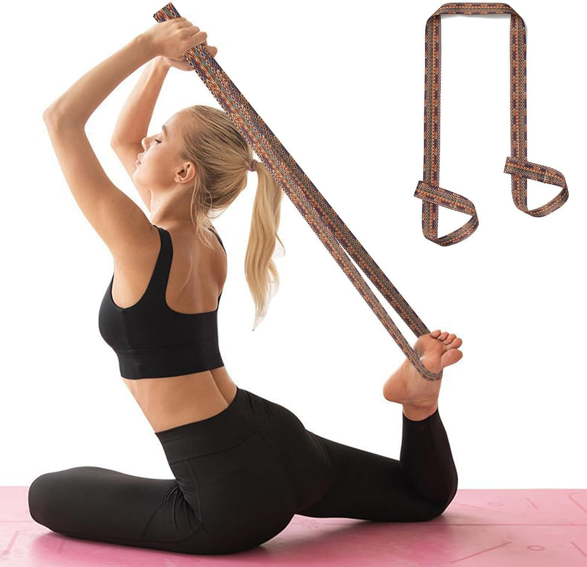 Yoga Mat Strap, Adjustable Durable Yoga Mat Carrier & Stretching Strap, Multiple Color Choices