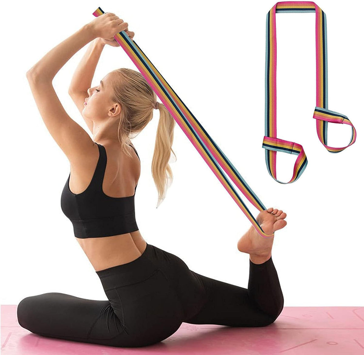 Yoga Mat Strap, Adjustable Durable Yoga Mat Carrier & Stretching Strap, Multiple Color Choices
