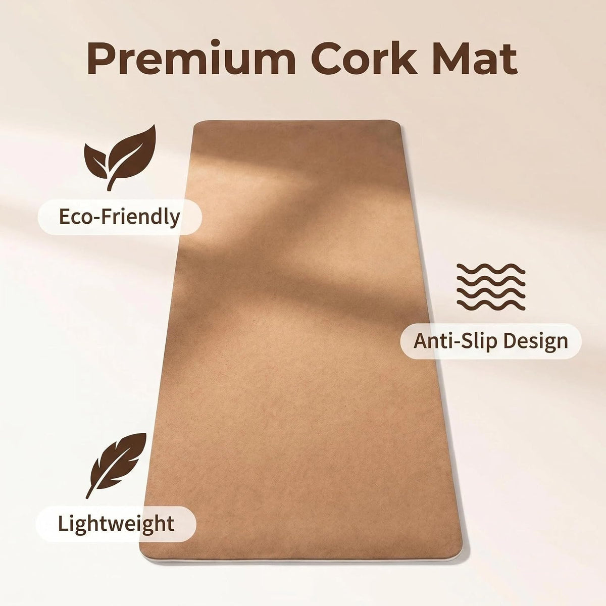 Cork Yoga Mat extra thick 6mm TPE Yoga Mat 72x24 Inch High Density Non-Slip Workout Mat Super Grip Quick-Dry for Hot Yoga, Home Gym