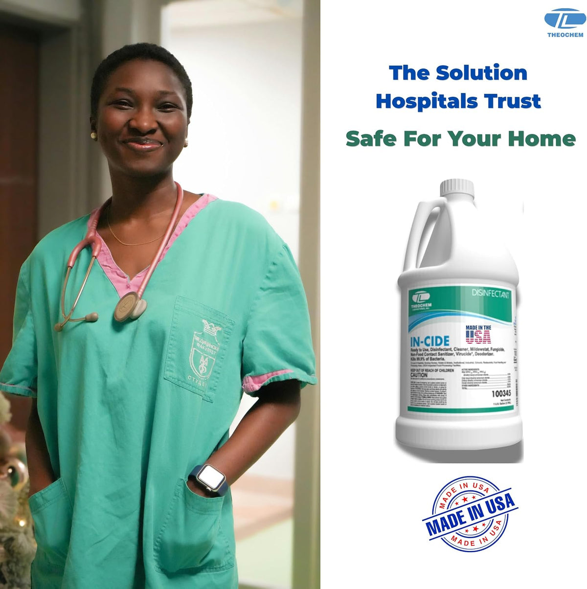 In-Cide Hospital Grade EPA Registered Disinfectant, 1 Gal + 32 oz