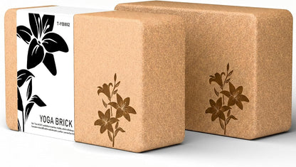 Cork Yoga Blocks 2 Pack Set, Natural High Density Non Slip Cork Yoga Bricks