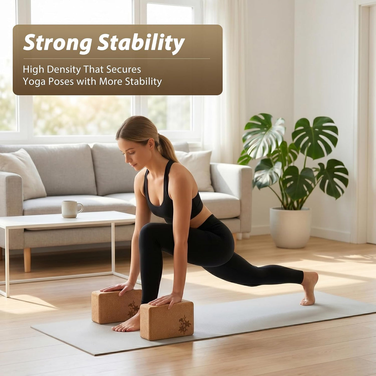 Cork Yoga Blocks 2 Pack Set, Natural High Density Non Slip Cork Yoga Bricks