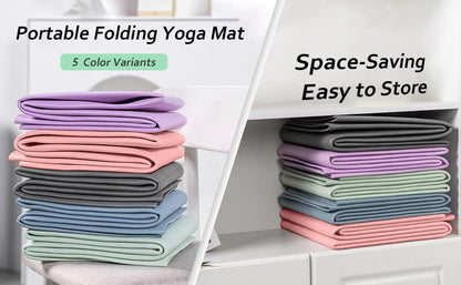 Foldable Yoga Mat & Travel Exercise Pad - Waterproof TPE Outdoor Mat for Hiking, Beach, and Picnics - Portable, Non-Slip Floor Mat for Yoga on the Go Camping Mat