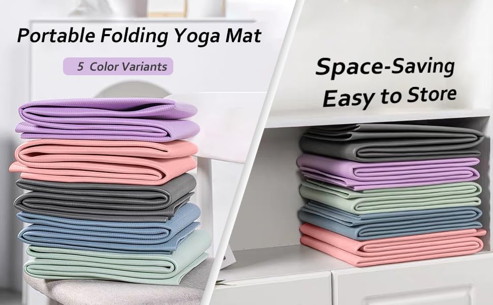 Foldable Yoga Mat & Travel Exercise Pad - Waterproof TPE Outdoor Mat for Hiking, Beach, and Picnics - Portable, Non-Slip Floor Mat for Yoga on the Go Camping Mat