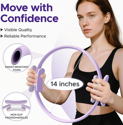 Pilates Ring Kit for Women, Pilates Equipment Accessories, Home Workout Set with Magic Circle, Mini Exercise Ball, Ankle Resistance Bands & Yoga Socks, for Fitness, Toning & Better Me Gifts