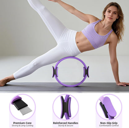 Pilates Ring Kit for Women, Pilates Equipment Accessories, Home Workout Set with Magic Circle, Mini Exercise Ball, Ankle Resistance Bands & Yoga Socks, for Fitness, Toning & Better Me Gifts