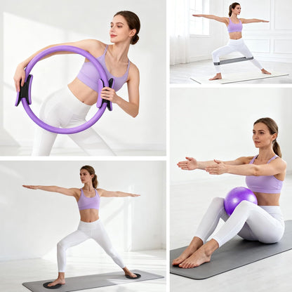 Pilates Ring Kit for Women, Pilates Equipment Accessories, Home Workout Set with Magic Circle, Mini Exercise Ball, Ankle Resistance Bands & Yoga Socks, for Fitness, Toning & Better Me Gifts