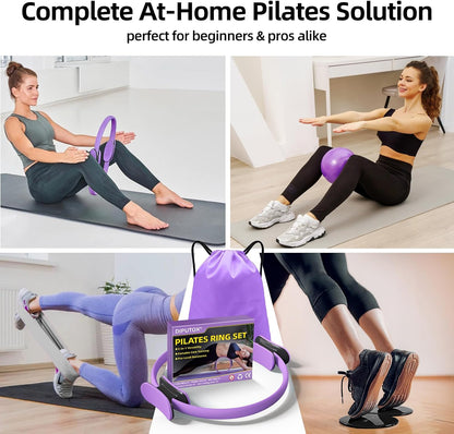 Pilates Ring Kit for Women, Pilates Equipment Accessories, Home Workout Set with Magic Circle, Mini Exercise Ball, Ankle Resistance Bands & Yoga Socks, for Fitness, Toning & Better Me Gifts