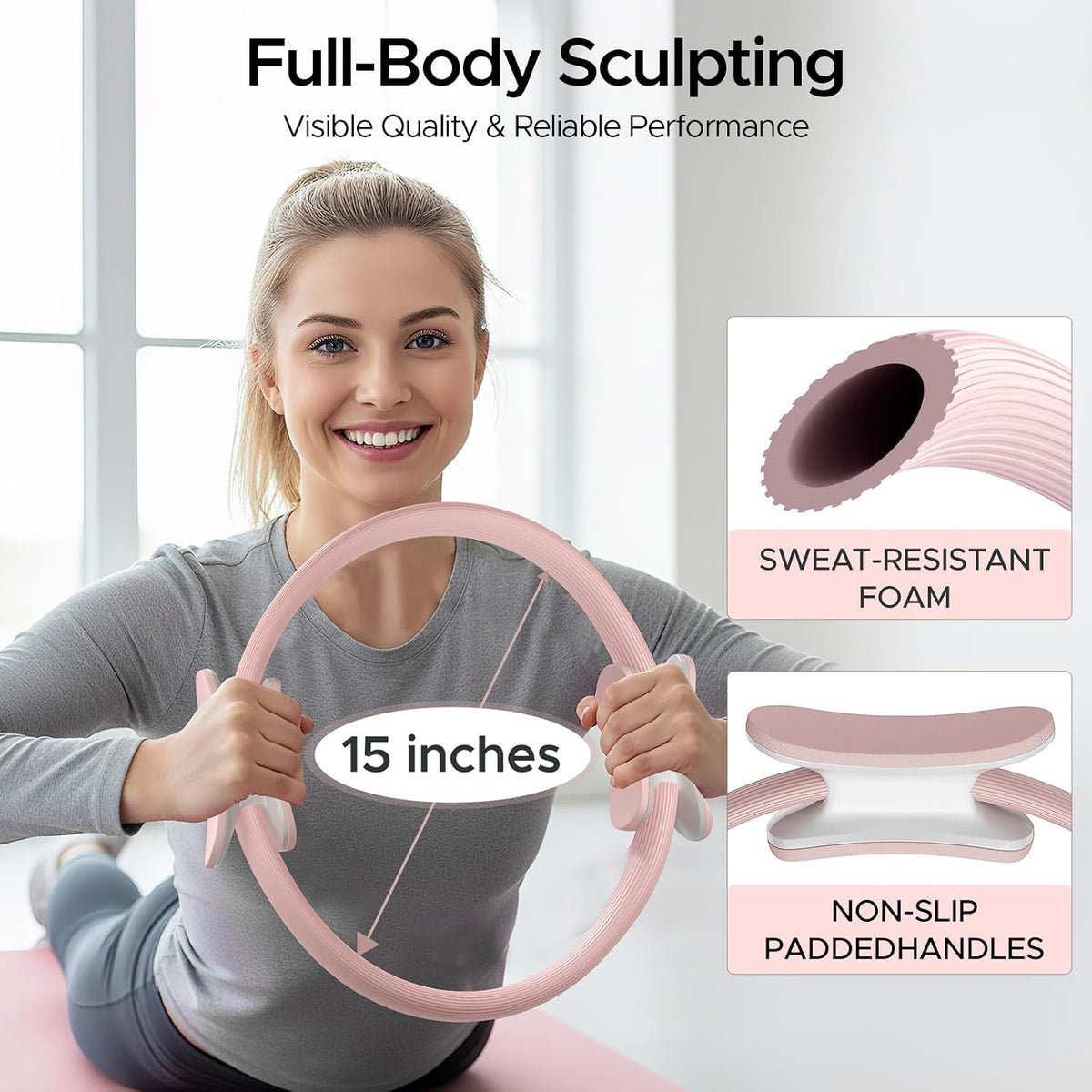 Pilates Ring Kit for Women, Pilates Equipment Accessories, Home Workout Set with Magic Circle, Mini Exercise Ball, Ankle Resistance Bands & Yoga Socks, for Fitness, Toning & Better Me Gifts