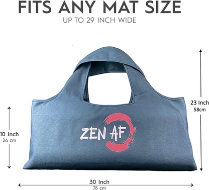 Yoga Bag, Exercise, Tote, Large Carrier, Shoulder Strap, Inner Pocket, Fits Most Mats, Recycled Cotton Canvas