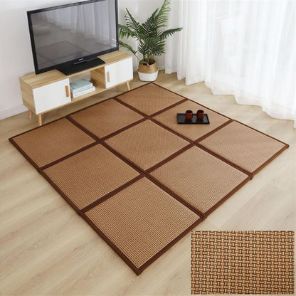 Japanese Tatami Mat, Rattan Tatami Mats, Bedroom Rattan Mat, Summer Floor Sleeping Mat Tatami Mattress, Indoor/Outdoor Rugs, Stitching Carpet Crawling Mats for Living Room Bedroom Playroom Yoga (Colo