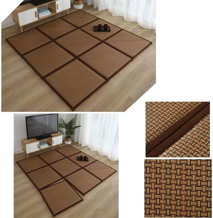 Japanese Tatami Mat, Rattan Tatami Mats, Bedroom Rattan Mat, Summer Floor Sleeping Mat Tatami Mattress, Indoor/Outdoor Rugs, Stitching Carpet Crawling Mats for Living Room Bedroom Playroom Yoga (Colo