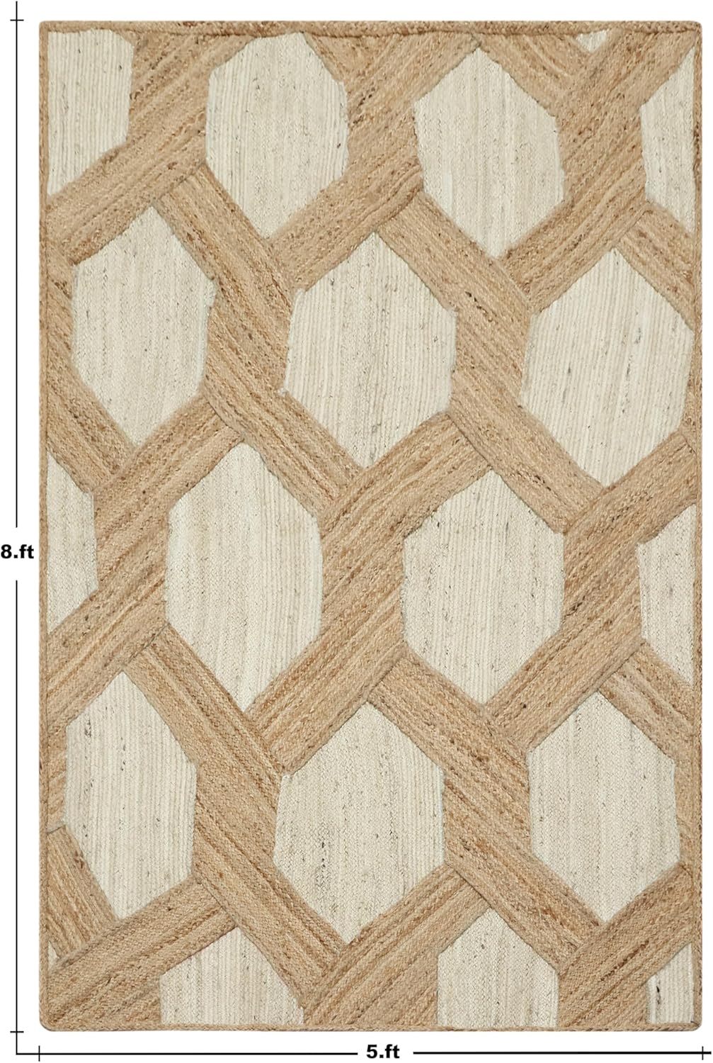 Kilim Area Rug 2x3 Flatweave Hand Braided Jute Offwhite Beige Design Handmade Boho Thick 0.27" Geometric Pattern Carpet Sisal Jute Rug Indoor Outdoor Use Rugs for Bedside, Kitchen, Yoga Mat - Colors A