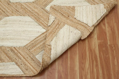 Kilim Area Rug 2x3 Flatweave Hand Braided Jute Offwhite Beige Design Handmade Boho Thick 0.27" Geometric Pattern Carpet Sisal Jute Rug Indoor Outdoor Use Rugs for Bedside, Kitchen, Yoga Mat - Colors A