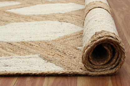Kilim Area Rug 2x3 Flatweave Hand Braided Jute Offwhite Beige Design Handmade Boho Thick 0.27" Geometric Pattern Carpet Sisal Jute Rug Indoor Outdoor Use Rugs for Bedside, Kitchen, Yoga Mat - Colors A