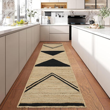 Kilim Area Rug 2x3 Flatweave Hand Braided Jute Offwhite Beige Design Handmade Boho Thick 0.27" Geometric Pattern Carpet Sisal Jute Rug Indoor Outdoor Use Rugs for Bedside, Kitchen, Yoga Mat - Colors A
