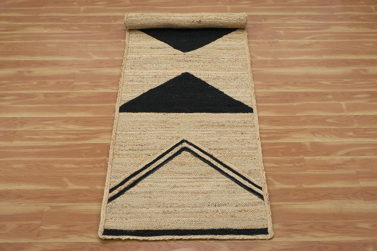 Kilim Area Rug 2x3 Flatweave Hand Braided Jute Offwhite Beige Design Handmade Boho Thick 0.27" Geometric Pattern Carpet Sisal Jute Rug Indoor Outdoor Use Rugs for Bedside, Kitchen, Yoga Mat - Colors A