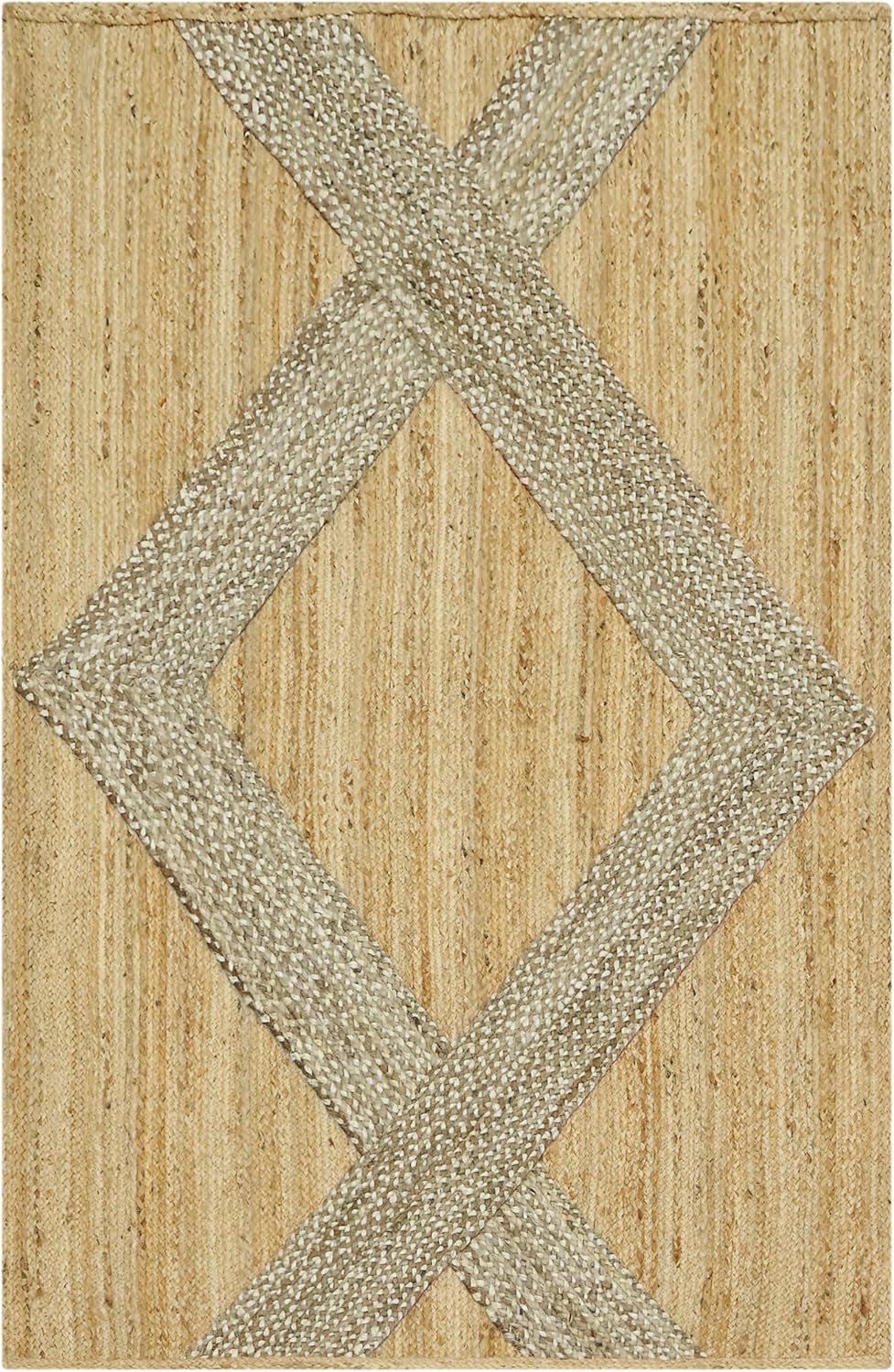 Kilim Area Rug 2x3 Flatweave Hand Braided Jute Offwhite Beige Design Handmade Boho Thick 0.27" Geometric Pattern Carpet Sisal Jute Rug Indoor Outdoor Use Rugs for Bedside, Kitchen, Yoga Mat - Colors A