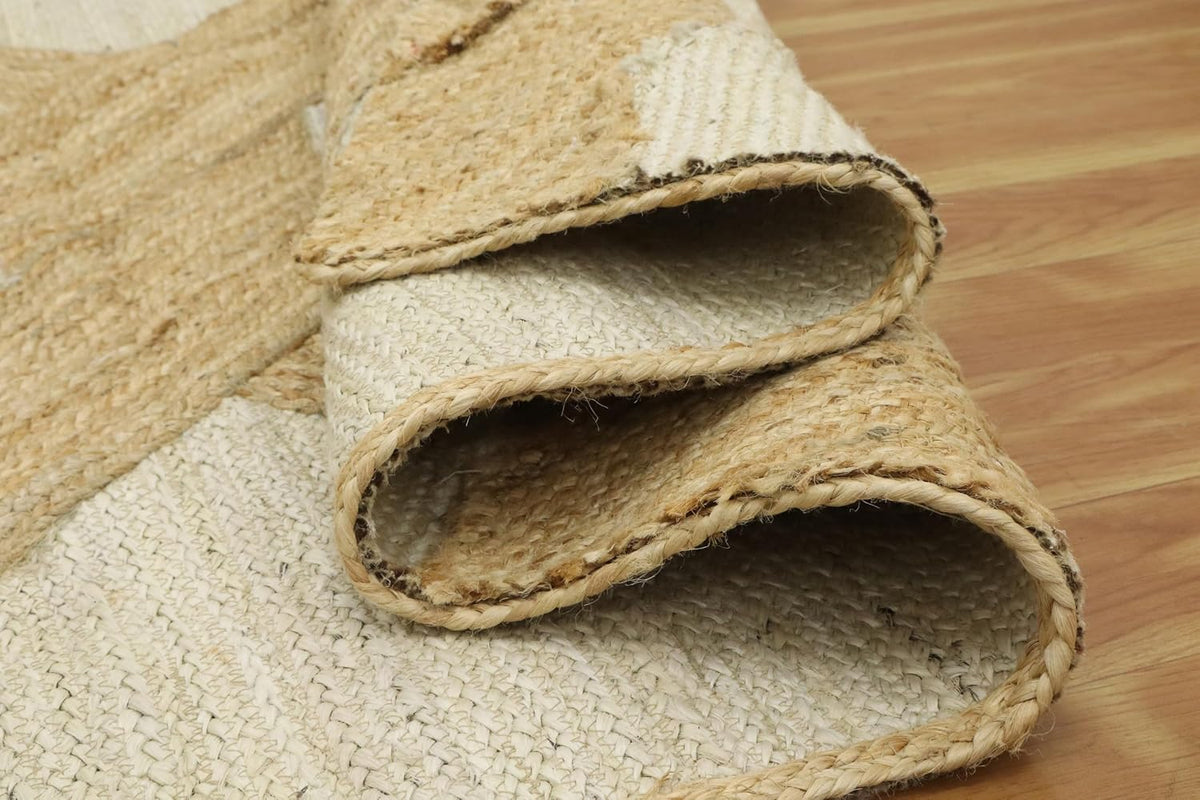 Kilim Area Rug 2x3 Flatweave Hand Braided Jute Offwhite Beige Design Handmade Boho Thick 0.27" Geometric Pattern Carpet Sisal Jute Rug Indoor Outdoor Use Rugs for Bedside, Kitchen, Yoga Mat - Colors A