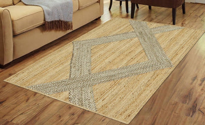 Kilim Area Rug 2x3 Flatweave Hand Braided Jute Offwhite Beige Design Handmade Boho Thick 0.27" Geometric Pattern Carpet Sisal Jute Rug Indoor Outdoor Use Rugs for Bedside, Kitchen, Yoga Mat - Colors A