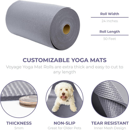 Voyage 5mm Thick Yoga Mat Roll, 50ft x 24in