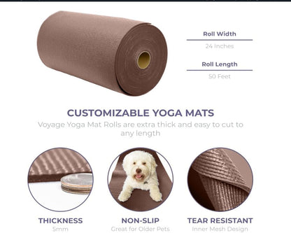 Voyage 5mm Thick Yoga Mat Roll, 50ft x 24in