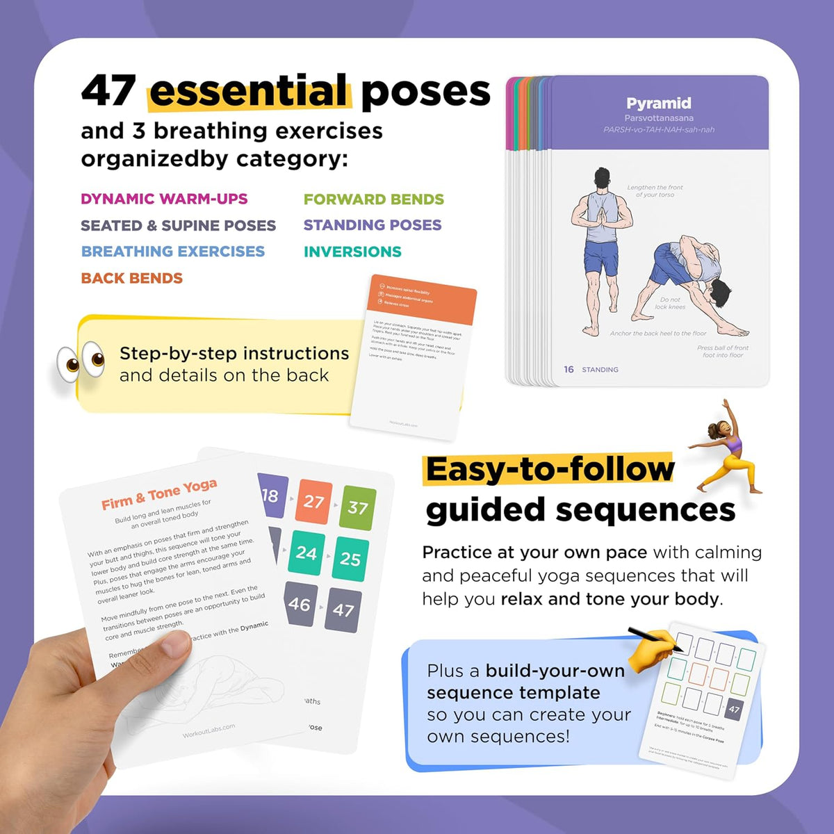 Yoga Cards – Beginner: Visual Study, Class Sequencing & Practice Guide with Essential Poses, Breathing Exercises & Meditation · Plastic Flash Cards Deck with Sanskrit
