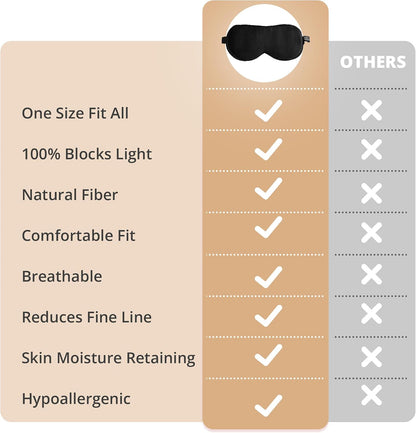 Silk Sleep Mask, Blackout Eye Mask for Sleeping with Adjustable Strap