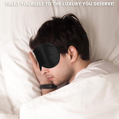 Silk Sleep Mask, Blackout Eye Mask for Sleeping with Adjustable Strap