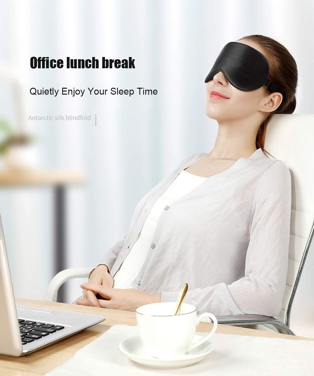 Silk Sleep Mask, Blackout Eye Mask for Sleeping with Adjustable Strap