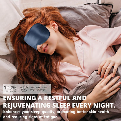 Silk Sleep Mask, Blackout Eye Mask for Sleeping with Adjustable Strap