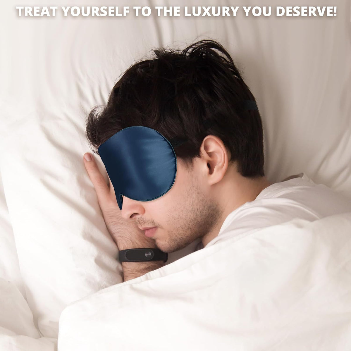 Silk Sleep Mask, Blackout Eye Mask for Sleeping with Adjustable Strap