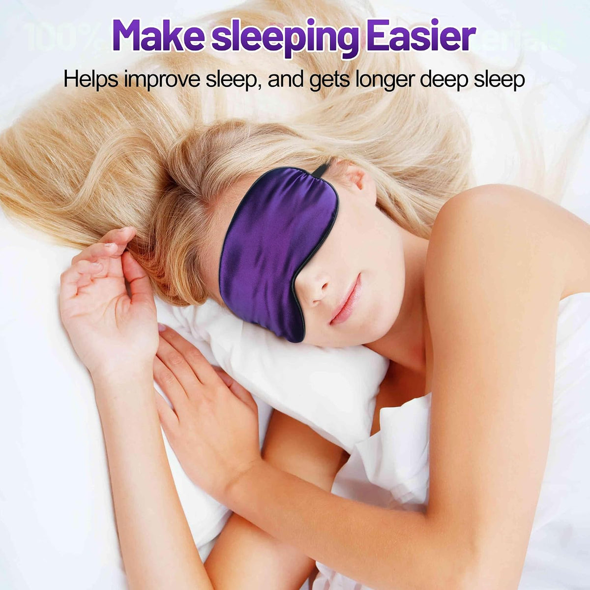 Silk Sleep Mask, Blackout Eye Mask for Sleeping with Adjustable Strap