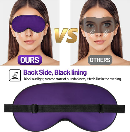 Silk Sleep Mask, Blackout Eye Mask for Sleeping with Adjustable Strap