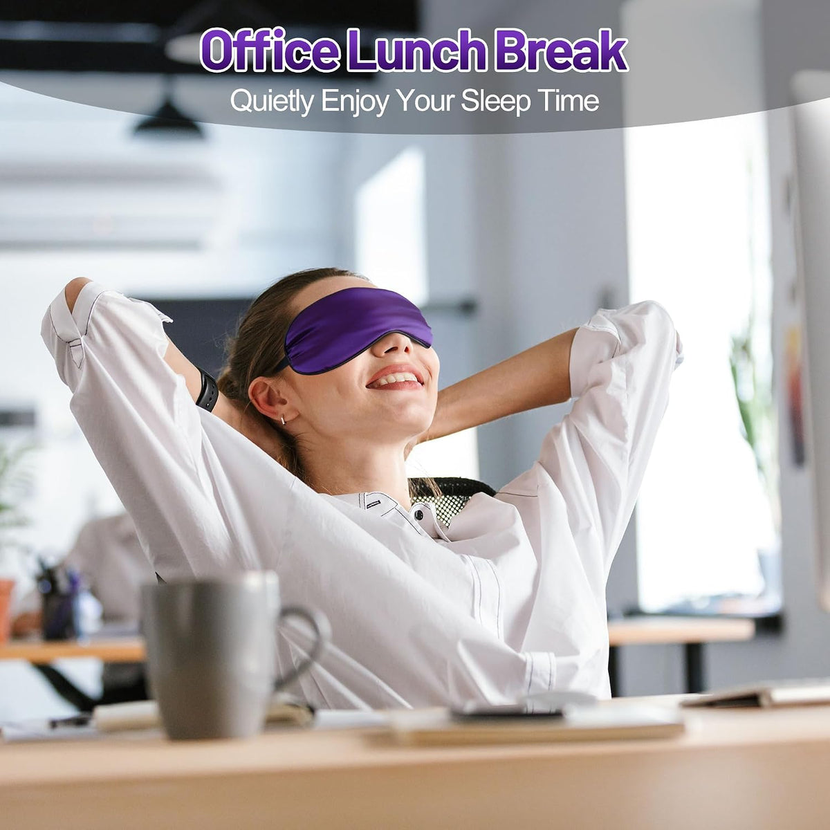 Silk Sleep Mask, Blackout Eye Mask for Sleeping with Adjustable Strap