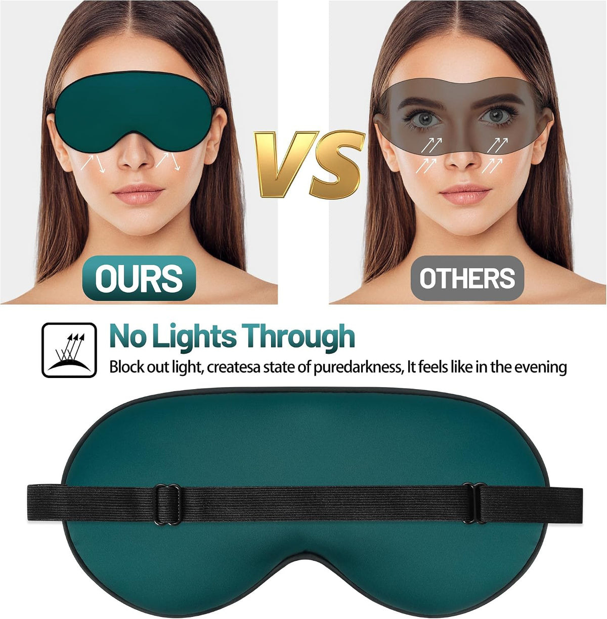 Silk Sleep Mask, Blackout Eye Mask for Sleeping with Adjustable Strap