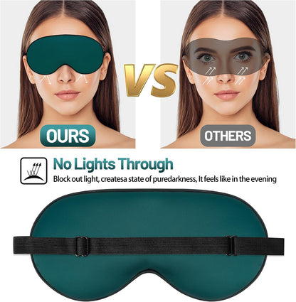 Silk Sleep Mask, Blackout Eye Mask for Sleeping with Adjustable Strap