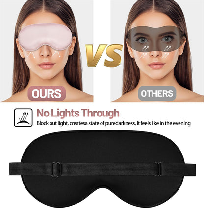Silk Sleep Mask, Blackout Eye Mask for Sleeping with Adjustable Strap