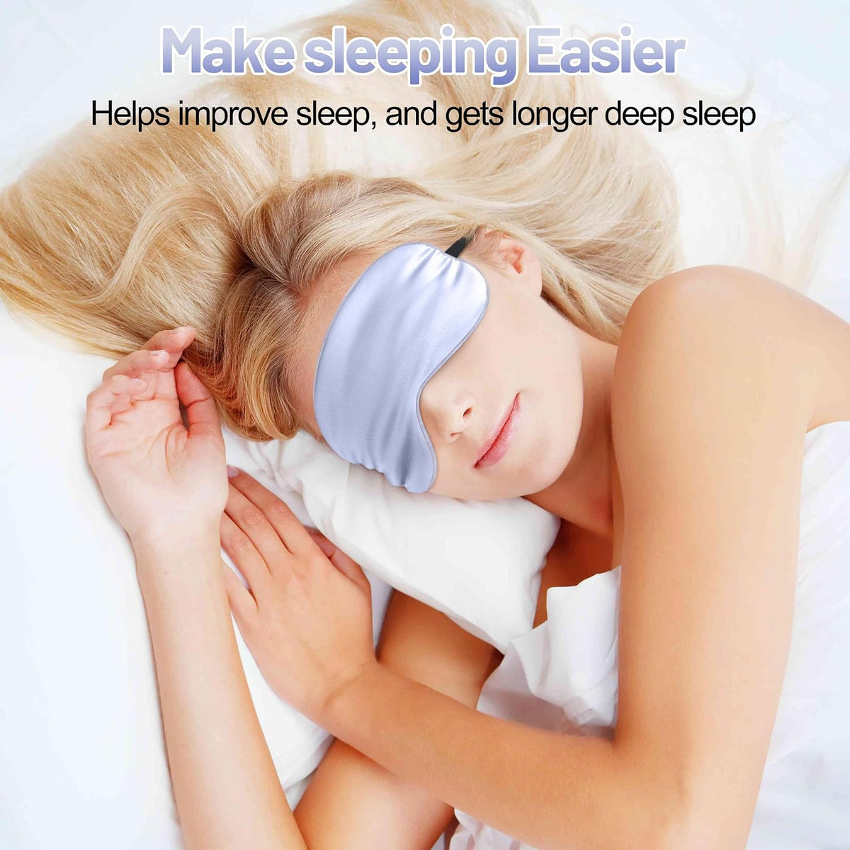Silk Sleep Mask, Blackout Eye Mask for Sleeping with Adjustable Strap