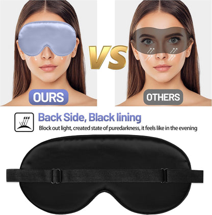 Silk Sleep Mask, Blackout Eye Mask for Sleeping with Adjustable Strap