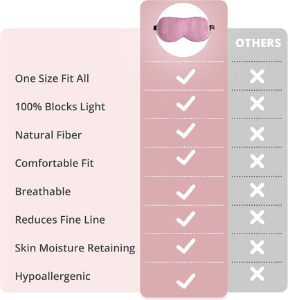 Silk Sleep Mask, Blackout Eye Mask for Sleeping with Adjustable Strap
