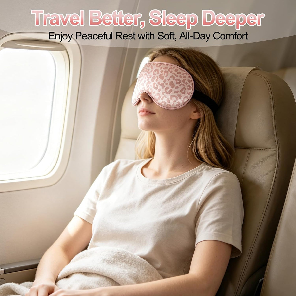 Silk Sleep Mask, Blackout Eye Mask for Sleeping with Adjustable Strap
