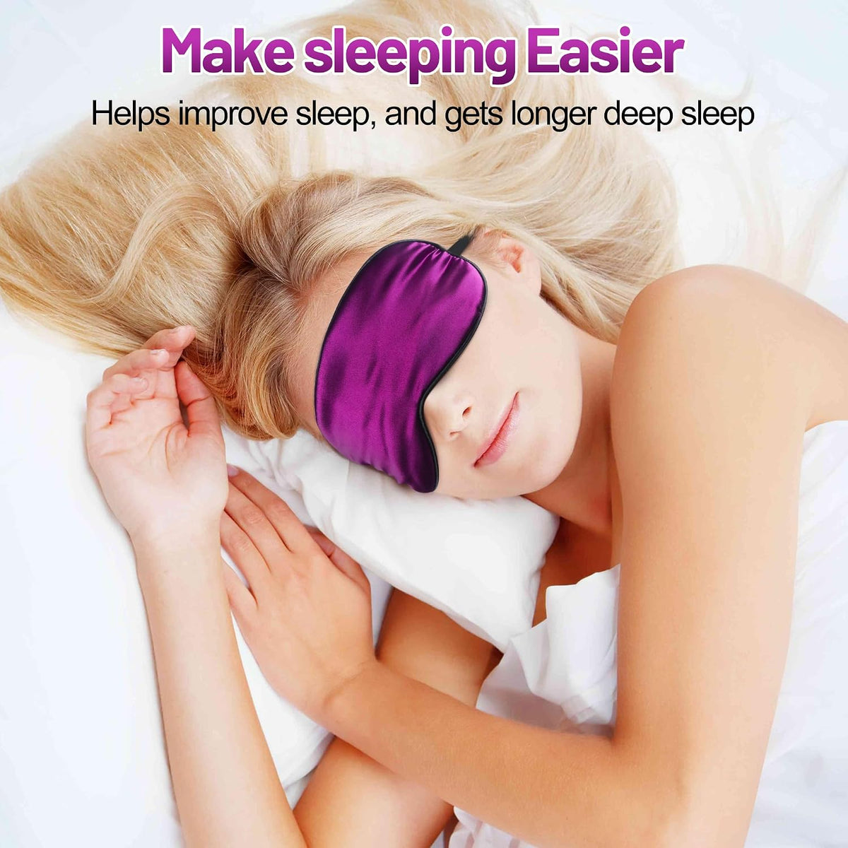 Silk Sleep Mask, Blackout Eye Mask for Sleeping with Adjustable Strap