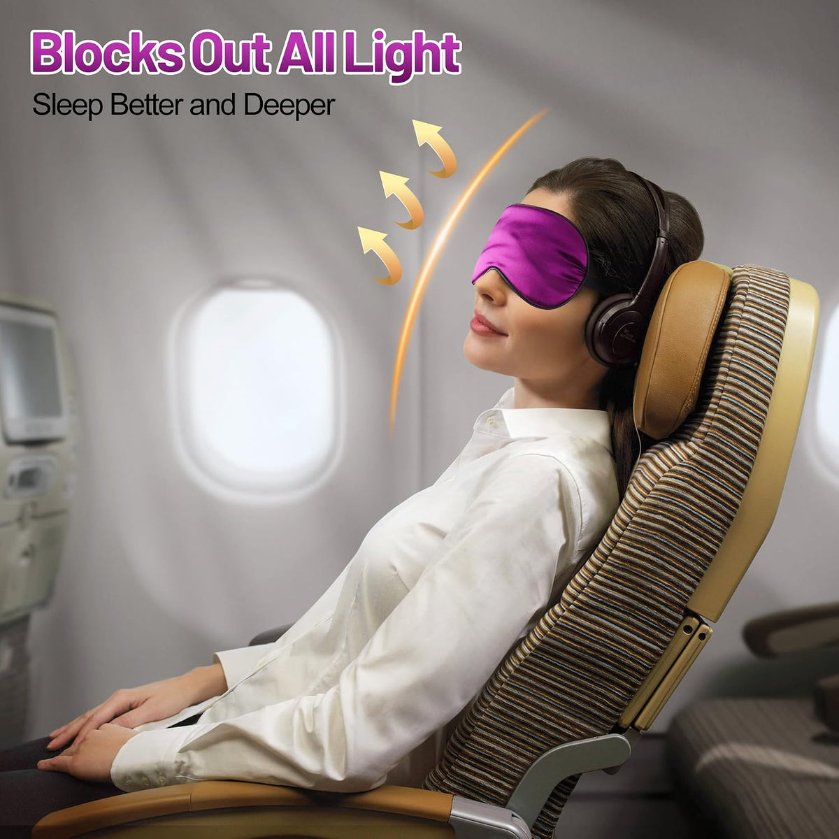 Silk Sleep Mask, Blackout Eye Mask for Sleeping with Adjustable Strap