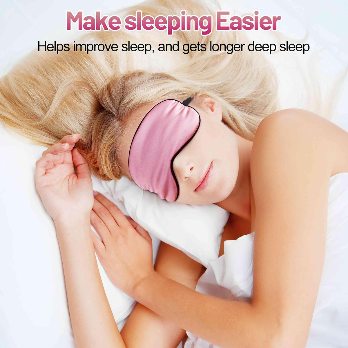 Silk Sleep Mask, Blackout Eye Mask for Sleeping with Adjustable Strap