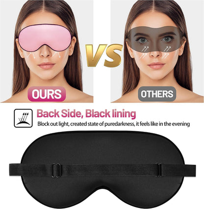 Silk Sleep Mask, Blackout Eye Mask for Sleeping with Adjustable Strap