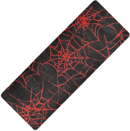 Red and Black Halloween Spider Web printed natural yoga mat Thick 1 mm for outdoor non slip, with Yoga bag cover tapete para ejercicio 71x26 inches